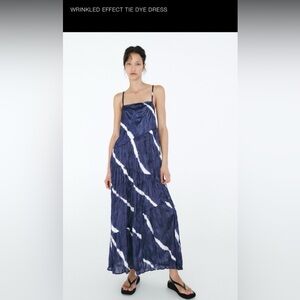 Zara Navy and White Tie-Dye Maxi Dress